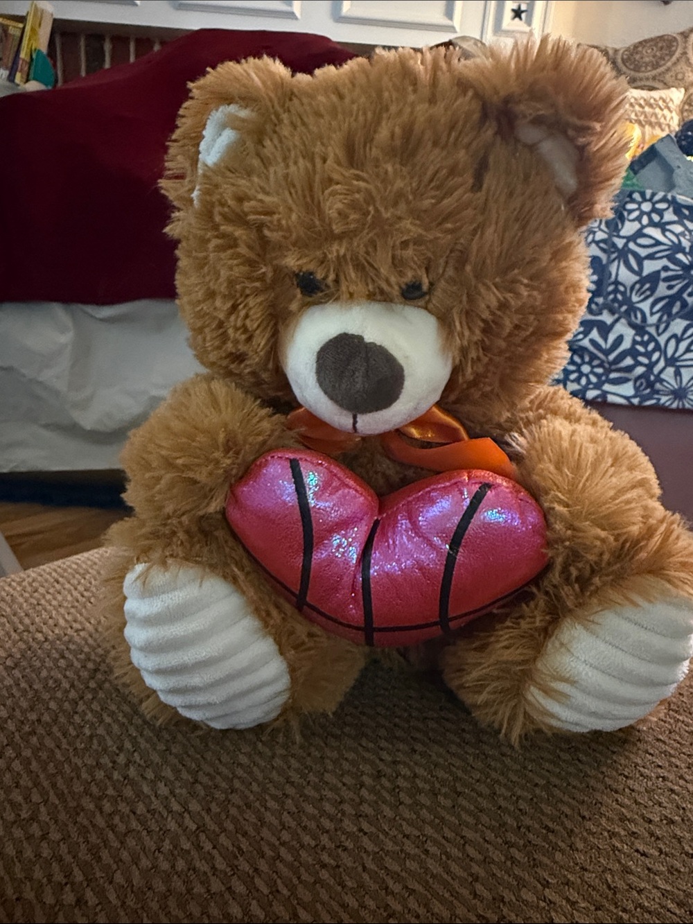 10 inch walmart bear  Brown Teddy Bear Plush with Shiny Pink Heart